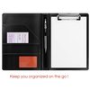 Small Clipboard Junior Padfolio Folio 7 x 9 Writing Pad Refillable, Mymazn Faux Leather Folder A5 for Notepad Legal pad 5 x 8 Junior Size Portfolio (Black)