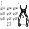 Evponk Bicycle Chain Tool Kit, 10 Pairs 6/7/8 Speed Reusable Bike Magic Buckle Missing Link Carbon Steel Bike Link Plier with Hook for Bicycle Chain Replacement