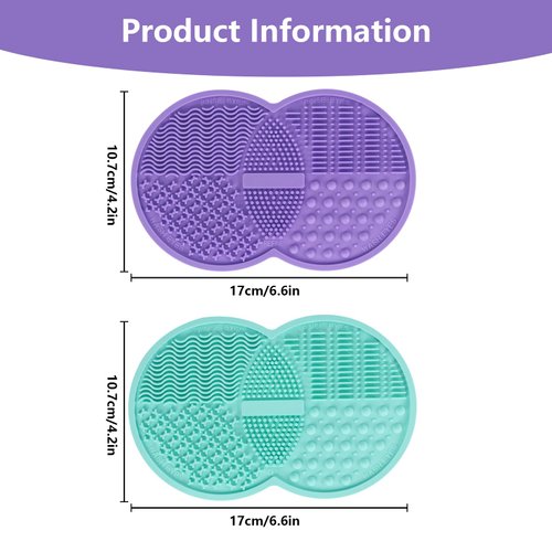 2 Pcs Silicone Make Up Brush Cleaning Mat, Makeup Brush Cleaner Mats, Portable Washing Tool with Suction Cup for Makeup Cosmetic Brushes