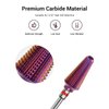 MelodySusie Professional Tornado Nail Drill Bits, 3/32'' Carbide Tungsten Multi-function Bits, Suitable for Manicure Pedicure Cuticle Gel Polishing, Salon Bits, Purple, Series Bit-X, Fine