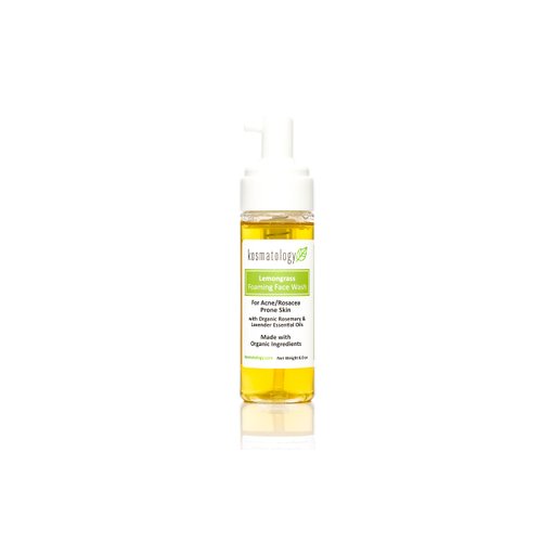 kosmatology Lemongrass Organic Foaming Facial Wash for Acne Prone Skin, 6 fl oz