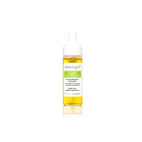kosmatology Lemongrass Organic Foaming Facial Wash for Acne Prone Skin, 6 fl oz