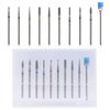 MelodySusie 10pcs Nail Drill Bits Set, 3/32 Inch Diamond Cuticle Nail Bits Kit for Nail Drill E-File, Manicure Pedicure Remover Tools for Acrylic Gel Nails, Salon Home Nail Care Supplies, Silver