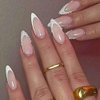 24Pcs Almond Shaped Press On Nails，Almond Press On Nails，Almond Nails Press On，White French Tip Almond Nails Medium Fake Nails with Pearl Design Artificial Nails Stick on Nails For Women