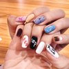 Handmade Press on Nails, Reusable False Nails, 3D Hand-Painted Gel UV Finish False Nails, Full Cover Artificial Nails Stick on Nails with Nail Glue,Mini Nail File, Manicure Stick, and 20 Fake Nails(M)