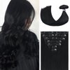 Ukira Clip in Hair Extensions Real Human Hair, Jet Black Hair Extensions Clip in Human Hair 16 Inch 120g, Natural Straight Seamless Remy Human Hair Extensions Clip ins for Black Women