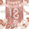 18th Birthday Decorations for Girls, Happy 18th Birthday Banner, Balloon, Cake Topper, Sash and Crown, Rose Gold 18 year old Birthday Party Decorations for Girls