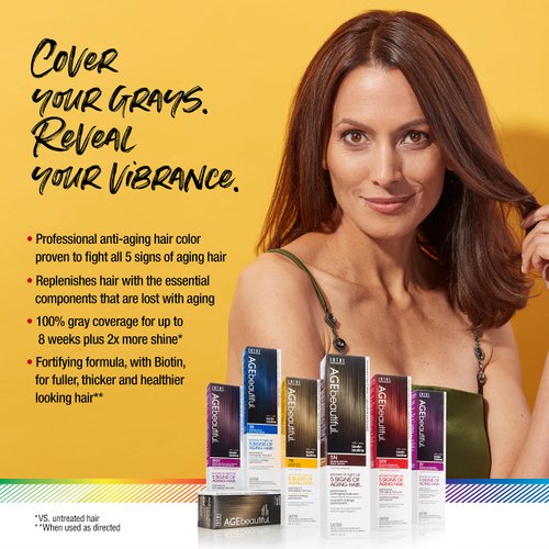 AGE beautiful Permanent Hair Color Dye Liqui Creme | 100% Gray Coverage | Anti-Aging Haircolor | Biotin for Thicker, Fuller Hair | Professional Salon Coloring | 3NN Darkest Intense Brown