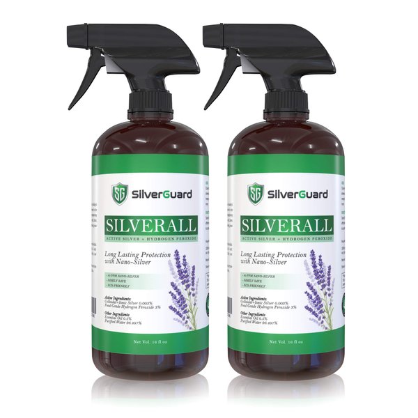 SilverGuard SilverAll Enhanced Hydrogen Peroxide Cleaner + Active Silver | All Purpose Cleaner with Long-Lasting Protective Silver Shield | Food Grade Hydrogen Peroxide 3 Percent | Lavender 2 Pack