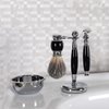 Deluxe Stainless Steel Shaving Brush Stand Holder for Razor & Brush Weighted Base Black Handle