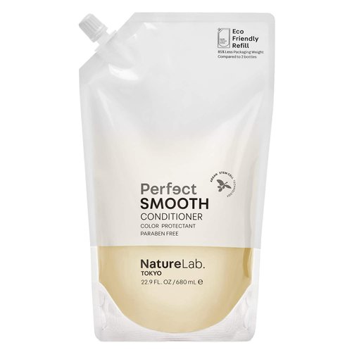 NatureLab Tokyo Perfect Smooth Conditioner: Eco-Friendly Refill Pouch: Lightweight Moisturizing Conditioner for Smoother Frizz-Free Hair I 22.9 FL OZ / 680ml