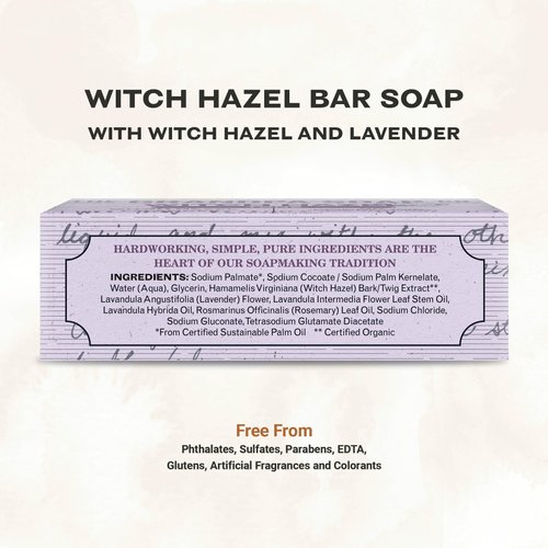 The Grandpa Soap Company Witch Hazel Bar Soap - Tones and Rejuvenates Skin, With Witch Hazel and Lavender, Provides a Relaxing Effect, Vegan, For Face and Body, 4.25 Oz, 3 Pack