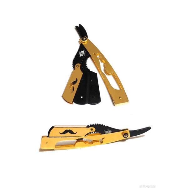 Men's Shaving Razor Blade - Black Gold - Lightweight Easy to Handle Stainless Steel Hair Groom Razor Blade - Barbershop All Purpose Shaving Razor Blade