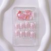 Short Square Press on Nails - Gel Nails Press Ons Short with Nail Glue Light Pink Gradient Fake Nails Acrylic Nails Full Cover Glue on Nails Stick on Nails for Women Girls 24pcs