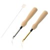 2 Pcs Embroidery Needle Pen and Threaders Wooden Handle Embroidery Pen Set Sewing Embroidery Punch Needle Weaving Tools for DIY Craft Stitching Applique Embellishment