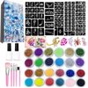 Temporary Glitter Tattoos Kit for Kids, 24 Body Glitter, 2 Glue, 5 Brushes, 187 Stencils, Kids or Adults Halloween Makeup Kit, Gift for Kids Birthday Party Festival