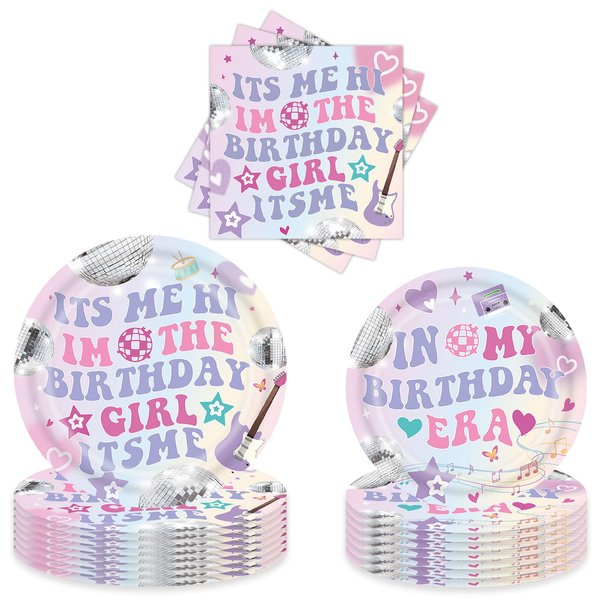 LIANNE Its Me Hi Im The Birthday Girl Its Me Tableware Set In My Birthday Era Birthday Plates And Napkins Happy Birthday Music Party Supplies for 24 Guests (72pcs)
