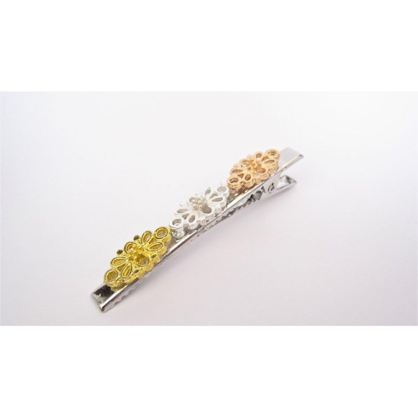 Generic Slim 2.25 inch silver rose gold filigree alligator hair clip fine thin hair
