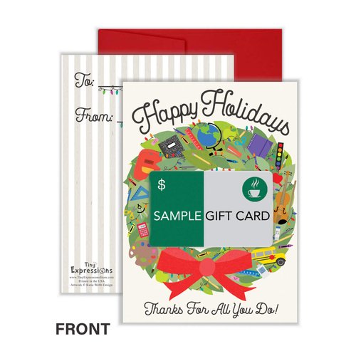 Tiny Expressions Christmas Gift Card Holders for Teachers and School Staff (4 Holiday Gift Card Holders)