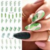 Summer Nail Art Sticker Green Leaf Water Transfer Nail Sticker Decal Green Blue Floral Flower Summer Nail Design for Acrylic Nail-Nail Art Supplies Manicure Decor 12sheets (Green)