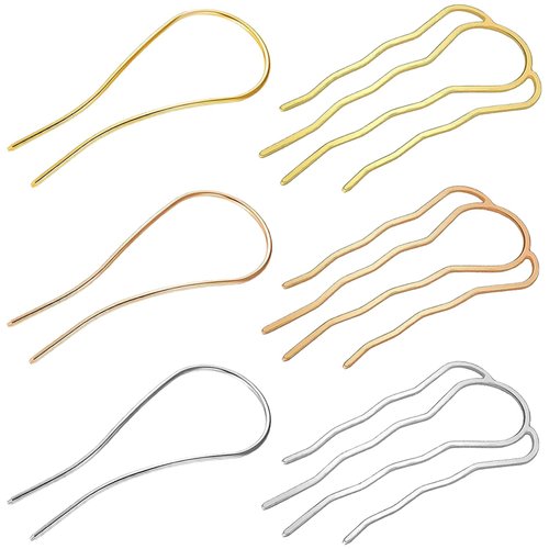 SHEHARUHI 6 Pieces Metal Side Combs and U Shaped French Hair Pins for Vintage Updos Bun, Hair Styling Accessories for Women and Girls