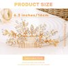 Olbye Wedding Hair Comb Silver Rhinestone Headpiece Pearls Crystal Prom Hair Pieces Flower Bridal Hair Clips Decorative Bridesmaids Bead Hair Side Combs Brides Hair Accessories for Women (Gold)