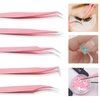 5 Pieces Eyelash Tweezers Sets, High Precision Stainless Steel Eyelash Extension Tweezers with Box, Straight and Curved Tip Tweezers, Eyelash Extension Volume Tweezers for Lash Extensions