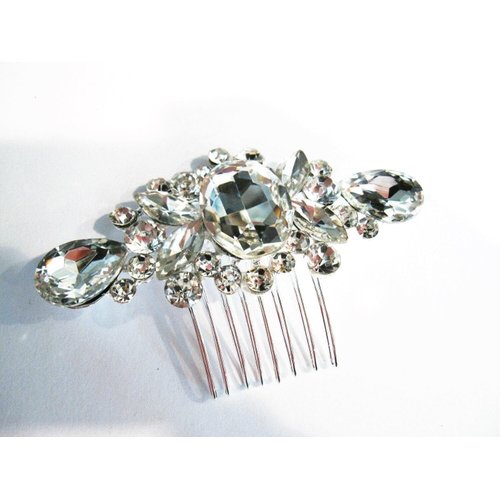 Generic Crystal silver hair comb barrette clip bridal clip silver bridal barrette, 4