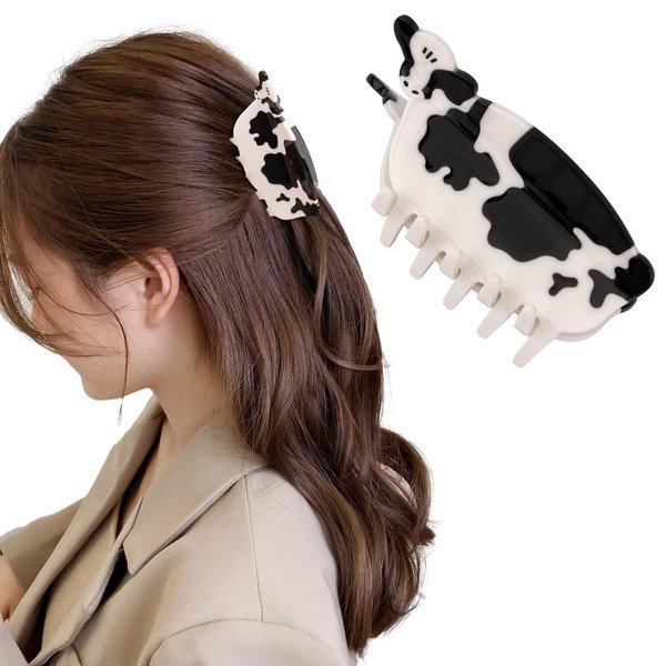 Hapdo Cow Hair Clips, Cute Farm Animal Hair Claw Clip for Women Girls, Acetate Funny Weatrn County Farmhouse Hair Accessories Gift