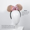 CHuangQi Mouse Ears Shiny Headbands 3D Bow (Pack of 2), Double-sided Sequins Hair Band for Birthday Party/Holiday Dress Up/Amusement Park (Pink Bow Champagne Ear)