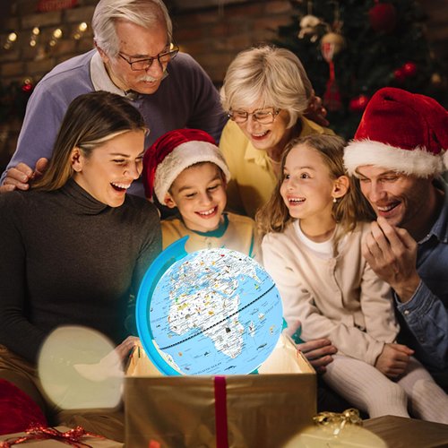 JOWHOL Illuminated Globe for Children with Animals illustrations Easy to Read - 8'' Small World Globe for Kids Learning Geography Toddler Educational Toys/Birthday Gifts for Boys Girls