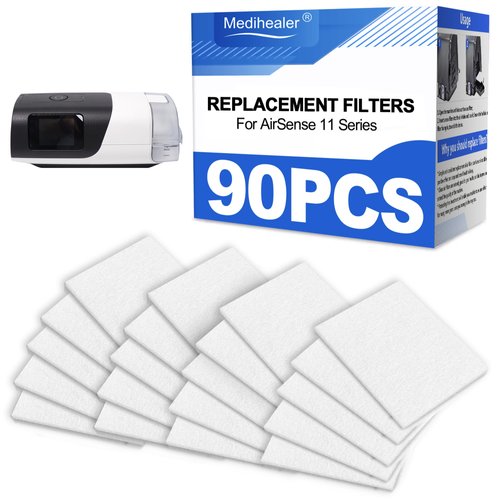 90-Pack Air Filters for AirSense 11 CPAP Machine – Compatible Disposable Dust Filter Pads for Better Airflow, Easy-to-Replace Filter Replacements,Great Value CPAP Supplies by Medihealer.
