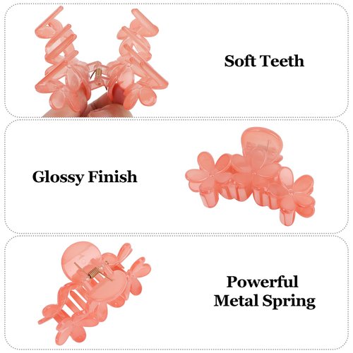 Amariver 4PCS Flower Hair Claw Clips for Women Middle Flower Hair Clips Non-slip Cute Claw Clips Flower Hair Clip for Thick Thin Hair Strong Hold Hair Claws Hair Accessories for Women Girls