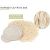 Qlenkay Newsboy Cap with Bob Hair Extensions Khaki Hat Wig 8 Panel Visor Beret Attached Synthetic 14'' Short Curly Wavy Hairpiece for Woman Bleach Blonde