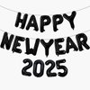 16 Inch Black 2025 Happy New Year Balloons, Big 2025 Happy New Year Letter Balloons Foil Black Balloon for 2025 Happy New Year Eve Celebration Decorations Party Supplies New Years 2025 Balloons Black