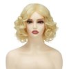 Sabosi Short Blonde Curly Wig Gold Curly Shoulder Length Natural Looking Synthetic Heat Resistant Fiber Wig for Daily Use With Wig Cap