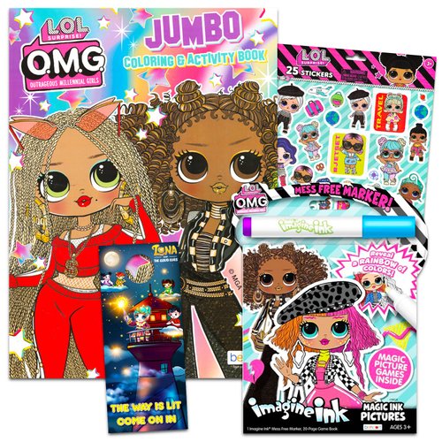 LOL OMG Coloring Book Set for Kids - 2 LOL Doll OMG Activity Books with LOL Stickers, Games, Puzzles, and More | LOL OMG Doll Coloring Bundle for Girls