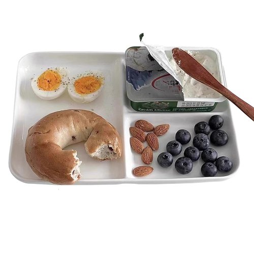 AIYoo White Porcelain Dinner Plates Portion Control Balanced Meal Building Divided Plate for Adults Rectangular Snack Plate -1 PCS 8.0 Inch