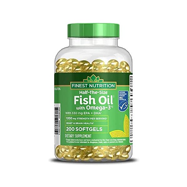 Walgreens (Formerly Finest Nutrition) Half-The-Size Fish Oil 1200 mg Softgels 200.0ea