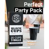 BeerBaller Black Cups Set Including 24 Black Party Cups and 3 Balls Dishwasher Safe and Reusable 16 Ounce Original Red Cups Size