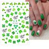 10 Sheets St. Patrick's Day Nail Art Stickers Shamrocks Nail Decals 3D Self-Adhesive Luck of The Irish Sticker Decals Leprechaun Hat Green Shamrock Nail Design Sticker for Women Girls DIY Manicure Art