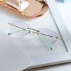 LifeArt Blue Light Blocking Glasses, Computer Reading Glasses, Anti Blue Rays, Reduce Eyestrain, Rimless Frame Tinted Lens with diamond, Stylish for Women (+1.00 Magnification)