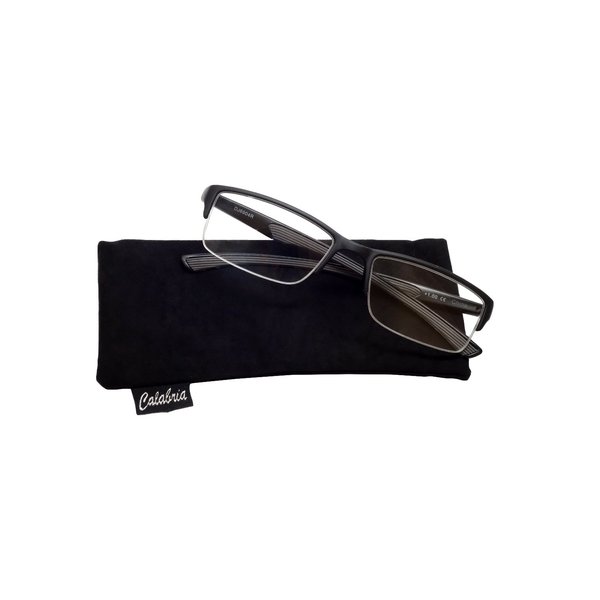 Calabria 6904 Flexie Bendable Reading Glasses +1.50 Grey Men Women Readers Flexible Bending Eyeglass w/Soft Case