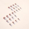 IMSOHOT Long Coffin Press on Nails Pink White Gradient Fake Nails Glitter Ballerina False Nails Glossy Full Cover Acrylic Nails Glue on Nails for Women 24pcs