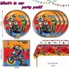 41pcs Dirt Bike Birthday Party supplies，Motorcycle party Tableware Set ，Motocross Dirt Bike Tablecloth Tableware Kit for Baby Shower Decorations Kids Boys Girls