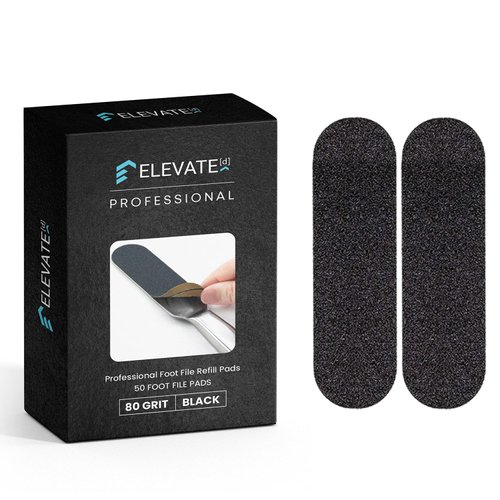Professional Pedicure File Refills - Pack of 50 Foot File Replacement Pads - Black - Disposable Foot Files for Pedicures - Pedi Foot File Pads with Water Resistant Strong Adhesive (80 grit)