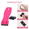 WENNALIFE Tape Remover Scraper Tool Plastic Razor Blade Scraper with 10 Replacement Blades & 6 Tape Tabs Hot Pink Plastic Scraper Tool Non Scratch Tape in Extensions tool Adhesive Remover for Cleaning