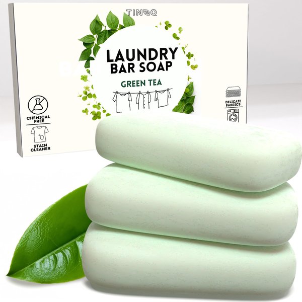 Hypoallergenic Laundry Soap Bar with Green Tea for Sensitive Skin - 3Pcs