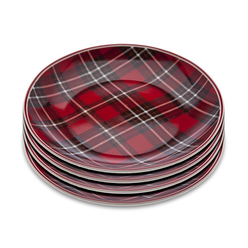 Godinger Holiday Plates Set, Christmas Decorations, Christmas Decor, Plaid Plate Set - 6", Set of 4