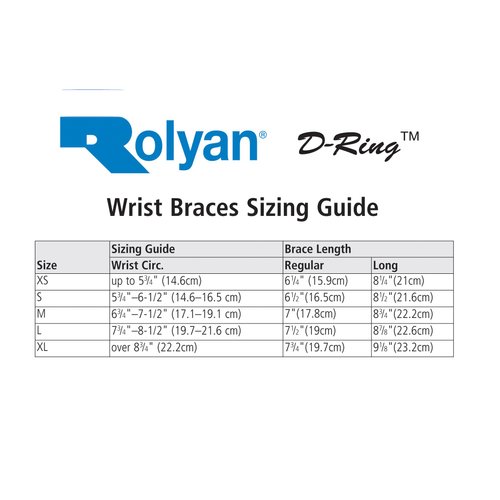 Rolyan 75875 D-Ring Left Wrist Brace, Size Medium Fits Wrists 6.75"-7.5", 7" Regular Length Support